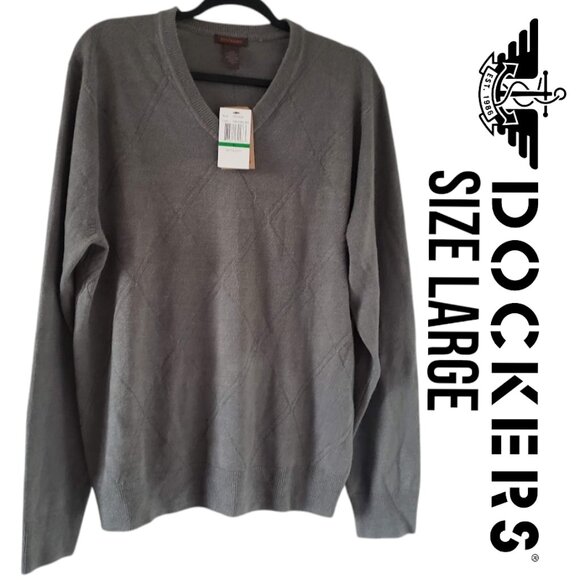 New Dockers Argyle sweater Olive Green Men's Size Large L $18 - Picture 1 of 6